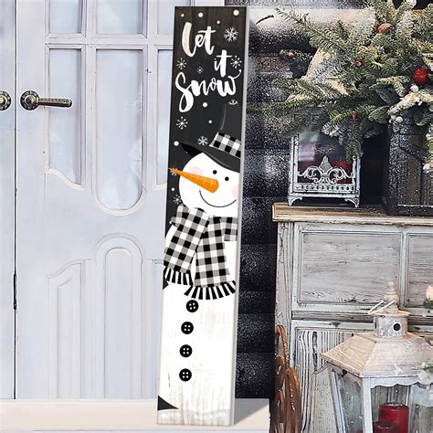 Amazon Menkxi Winter Snowman Welcome Sign For Front Porch Rustic