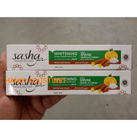 Jual Pasta Gigi Sasha Whitening Siwak Lemon Garam 65g Shopee Indonesia