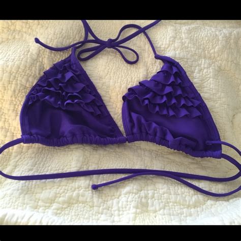 Abs Allen Schwartz Swim Coachella Style Purple Ruffle String Bikini