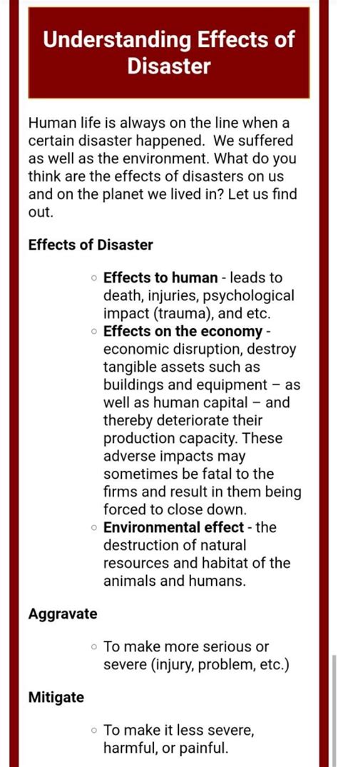 Solved Understanding Effects of Disaster Human life is | Chegg.com