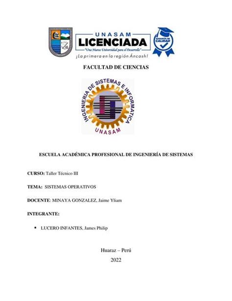 Sistemas Operativos Examen Final TTI II James Philip Lucero Infantes