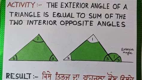 Activity Exterior Angle Of A Triangle Is Equal To The Sum Of Two