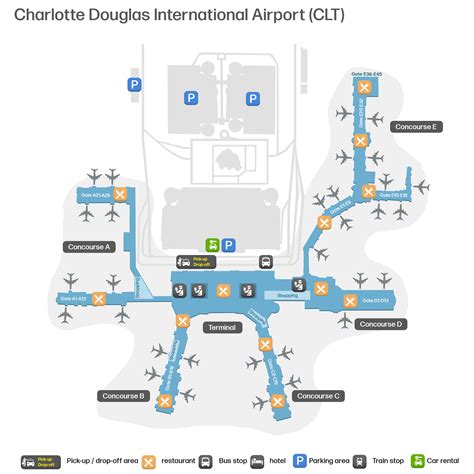 Charlotte Douglas Airport – map of terminals and parking | Airportmaps.com