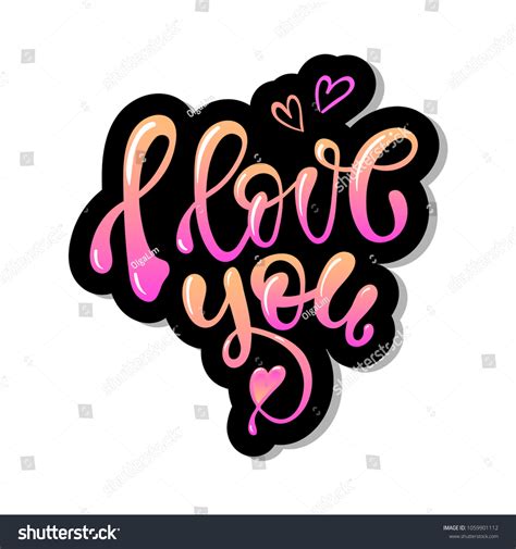 Love You Hand Written Lettering Romantic Stock Vector Royalty Free