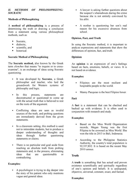 2 Methods OF Philosophizing Socratic II METHODS OF PHILOSOPHIZING