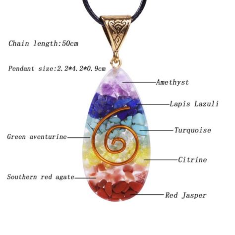 Spoo Design Chakra Kette Mit Regenbogen Steinen Und Orgon Spirale