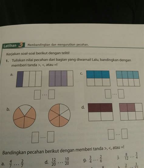 Contoh Latihan Soal Soal Matematika Kelas 3 Sd Membandingkan Pecahan