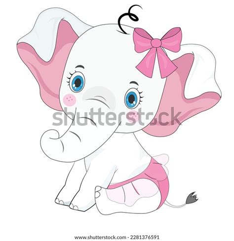 Cute Baby Elephant Cartoon Sitting Stock Vector (Royalty Free ...