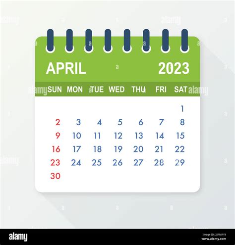 April Calendar Leaf Calendar In Flat Style Vector