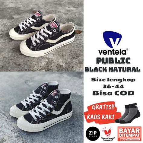 Jual SEPATU VENTELA PUBLIC BLACK NATURAL LOW HIGH ORIGINAL SNEAKER