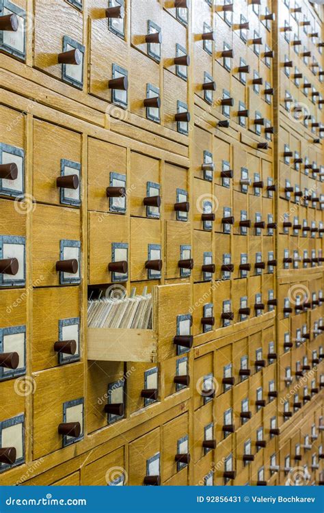 Old Wooden Card Catalogue In Library Stock Image Image Of Library