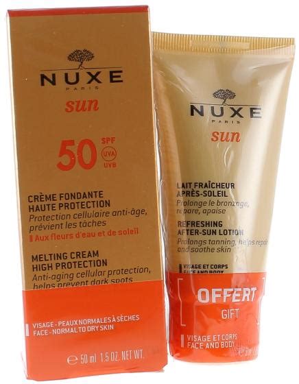 Crème fondante visage SPF50 Nuxe Sun Lait fraîcheur après soleil