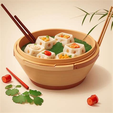 Premium Photo Dim Sum With Chopstick Cartoon Vector Icon Illustration