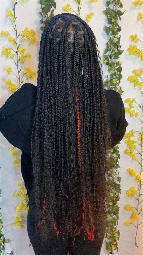 Red Peek A Boo Boho Knotless IG G0ldent0uched Boho Braids Braids