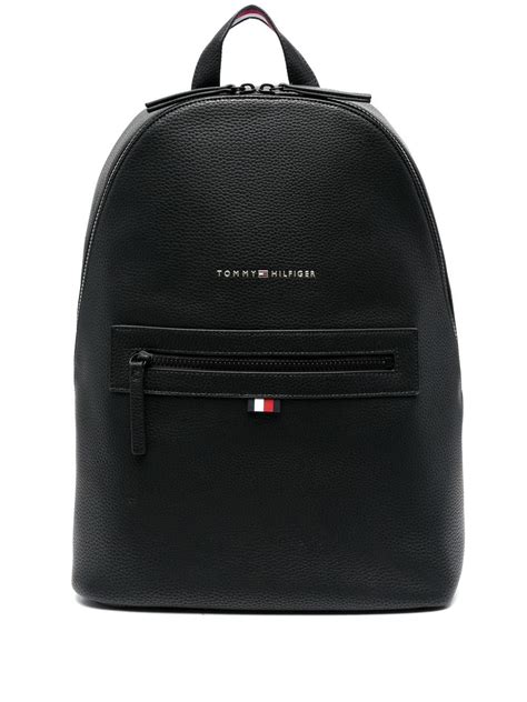 Tommy Hilfiger Essential Faux Leather Backpack Black Farfetch Uk