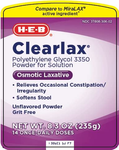 Ndc Clear Lax Polyethylene Glycol Powder For