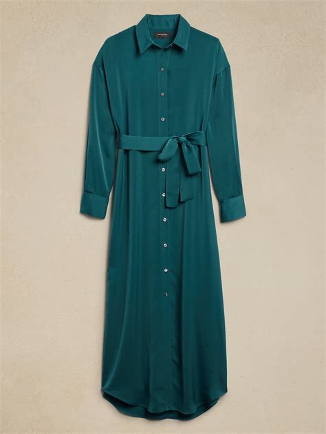 Tie Waist Maxi Shirtdress Banana Republic Factory