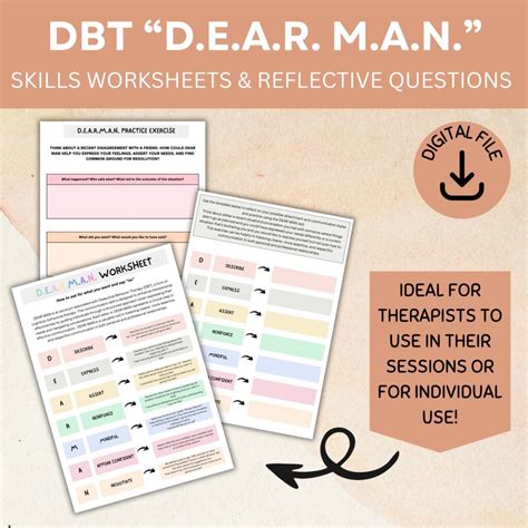 DBT DEAR MAN Worksheets Dbt Therapy Interpersonal Skills Therapy