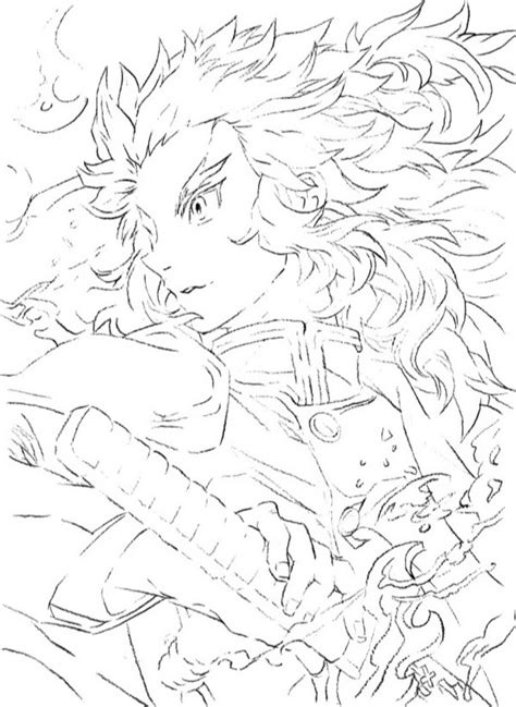 Rengoku Kyojuro Demon Slayer Kimetsu No Yaiba Pencil Lines Print