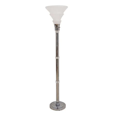 Art Deco Style Chrome And Lucite Floor Lamp With Frosted Glass Shade For Sale At 1stdibs