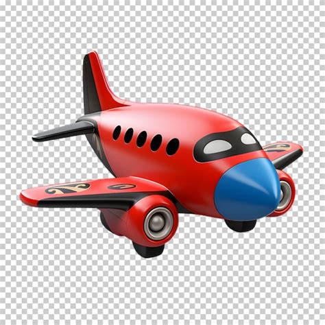 Premium PSD | Red airplane cartoon style isolated on transparent background