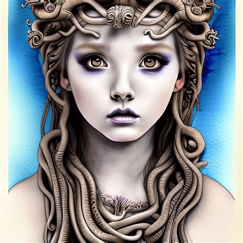 Realistic Beautiful Goddess Medusa Kawaii Chibi Hyper Realistic