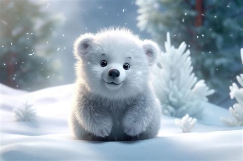 Premium AI Image | A polar bear with a snow covered background and a ...