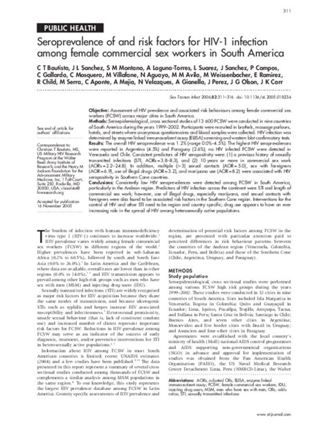 Pdf Seroprevalence Of And Risk Factors For Hiv 1 Infection Among