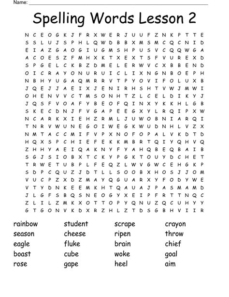 Spelling Words Lesson 2 Word Search WordMint