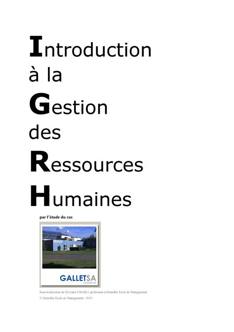 Introduction à la GRH Introduction à la Gestion des Ressources