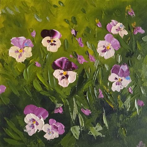 Pansy Original Oil Painting Flowers Artwork Pansies Wall Art - Inspire Uplift