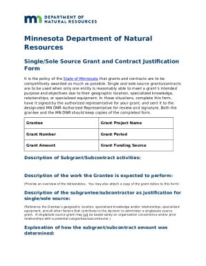 Single Sole Source Grant And Contract Justification Files Dnr State