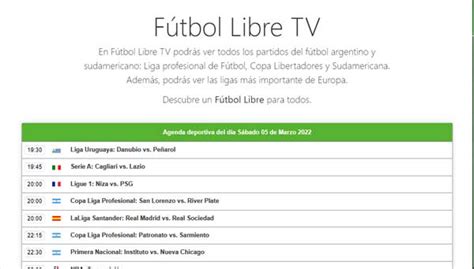 Fútbol Libre Mira Los Partidos De Fútbol Tv De Hoy En Vivo