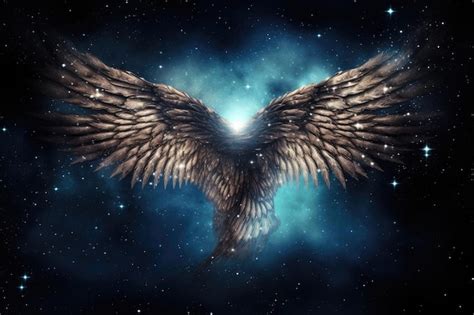 Premium AI Image | Wings Of Angel Against Background Of Stars Generative AI