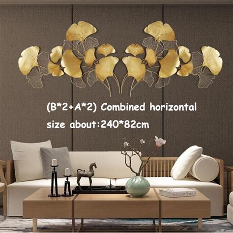 Modern Chinese Gold Wrought Iron Ginkgo Leaf Wall Crafts Decoration