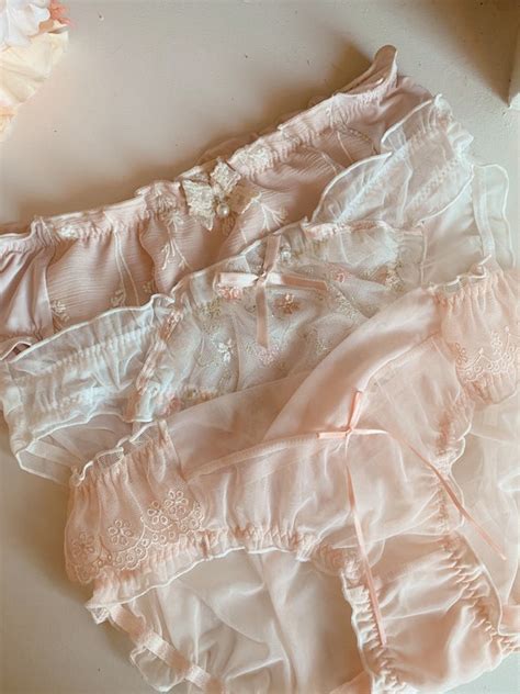 Floral Pink White Lace Embroidered Lingerie Sexy Cute Romantic Etsy