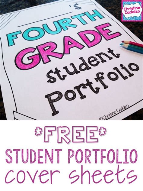 Free Student Portfolio Cover Sheets First Grade Second Grade Third