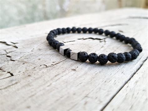 Stretch Bracelet For Man With Lava Hematite And Onyx Stones Joyelly