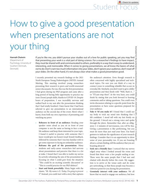 PDF How To Give A Good Presentation When Presentations Are Not Your Thing