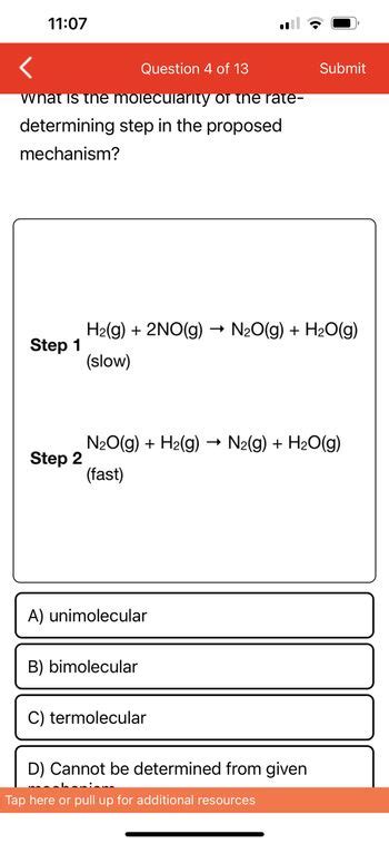 Answered What Is The Molecularity Of The Rate Determining Step In The