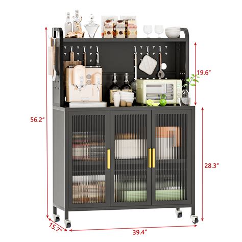 Yesfashion Kitchen Storage Cabinets, 4 Tiers Rolling Bakers Rack With ...