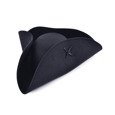 Pirate Tricorn Black Wool Felt Hat Glitz Fancy Dress