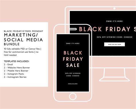 Black Friday Cyber Monday Sale Email Marketingsocial Media Templates