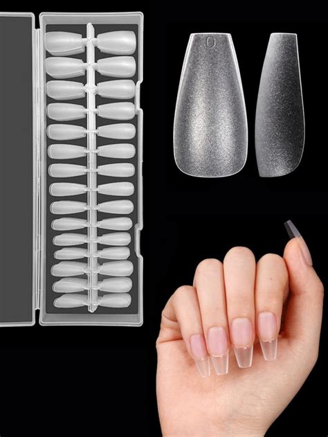 240pcs Medium Coffin False Nail Tips Matte Pre Filed Soft Gel Full