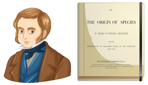 Charles Darwin Y El Libro El Origen De Las Especies Vector Gratis