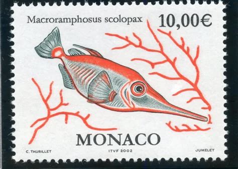 Timbre De Monaco N Faune Poissons Et Coquillages Scolopas