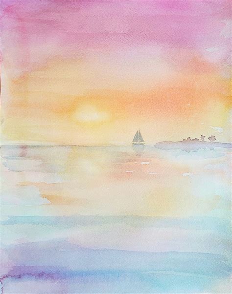 Sunset Sail Original Watercolor Painting of Sailboat - Etsy nel 2024