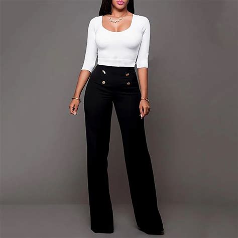 Pantalon Long Sarouel Pour Femmes Taille Haute Lastique Longueur Ol