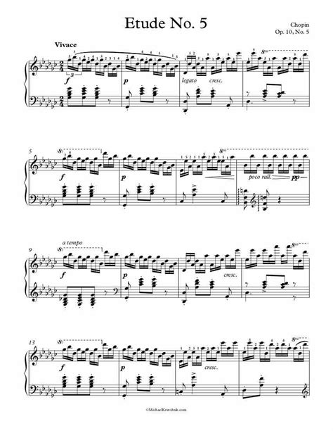 Free Piano Sheet Music – Etude No. 5, Op. 10, No. 5 – Black Keys ...