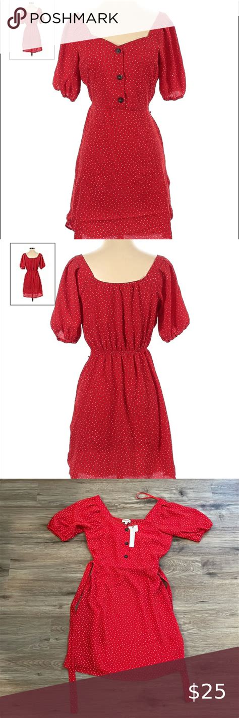 Monteau Los Angeles Red Polka Dot Mini Dress Mini Dress Clothes